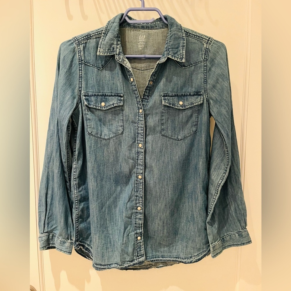 GAP Super Cute Western Girls Denim Button-Up Shirt size XXL age 12-14